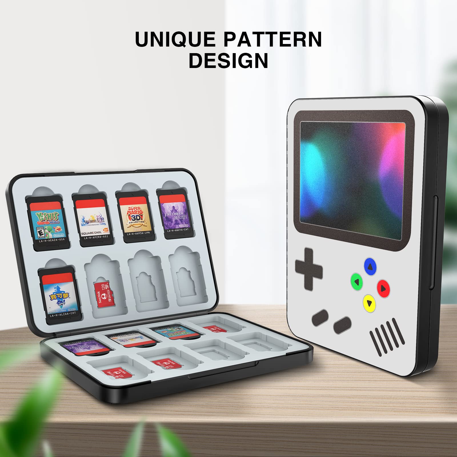 HEIYING Game Card Case for Nintendo Switch&Switch OLED,Customized Pattern Design Switch Lite Game Card Storage Case with 16 Game Card Slots and 16 Micro SD Card Slots.