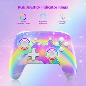 NexiGo Controller (No Deadzone) for Switch/Switch Lite/OLED, Bluetooth Wireless Controllers for Nintendo Switch with Vibration, Motion, Turbo and LED Light, Gift for Gamer Girls Boys (Violet Unicorn)