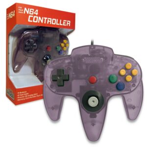old skool classic wired controller joystick for nintendo 64 n64 game system - atomic purple
