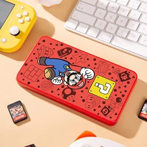 PERFECTSIGHT Cute Game Card Case for Nintendo Switch/ Switch Lite/ OLED, 24 Game Holder Cartridge Case for Game Cards and 24 SD Cards, Kawaii Portable Compact Storage Box (Red Mario, 24 Slots)