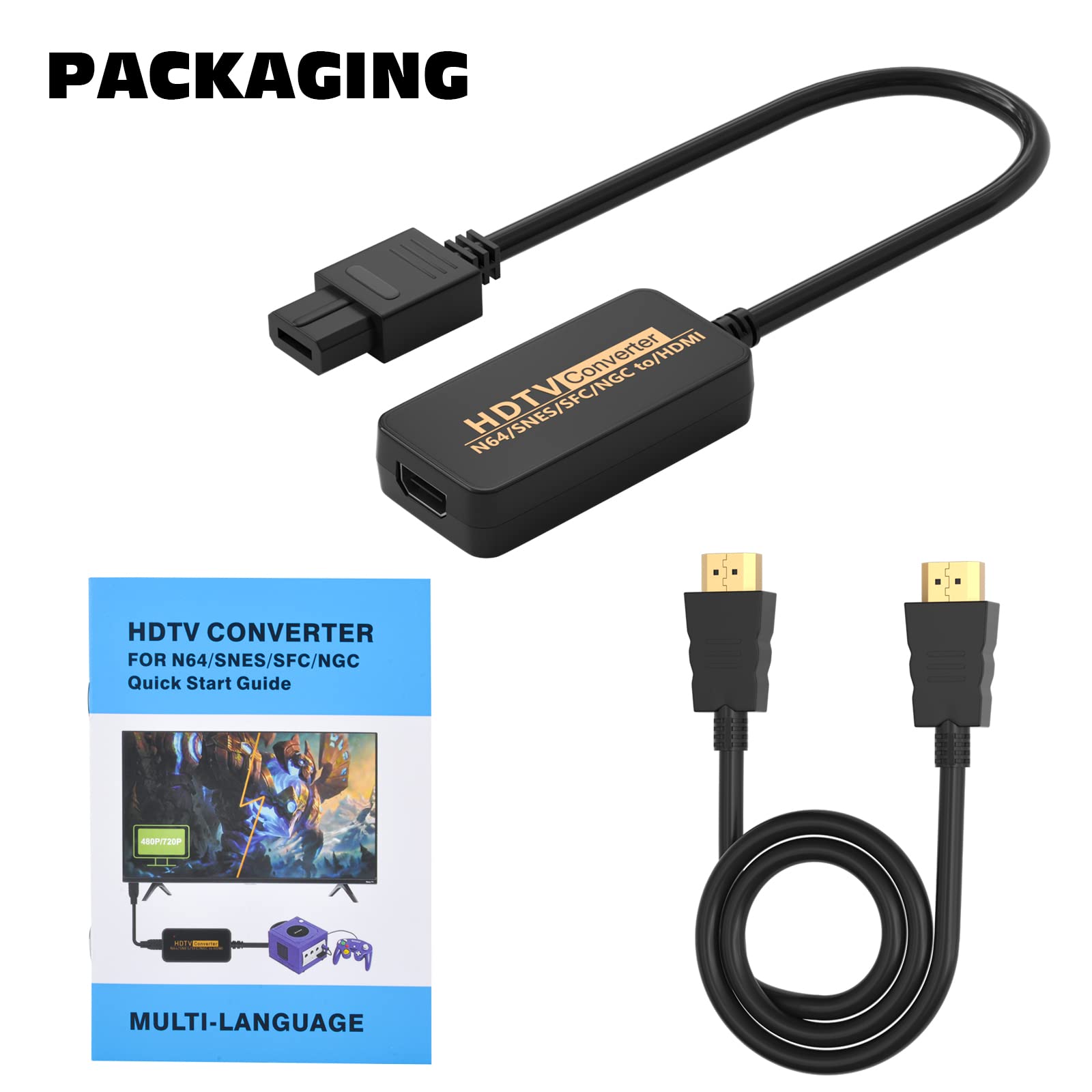 Hisewen N64 to HDMI Converter, Gamecube hdmi adapter, HDMI Cable for Nintendo 64/ Gamecube/SNES/SFC/NGC