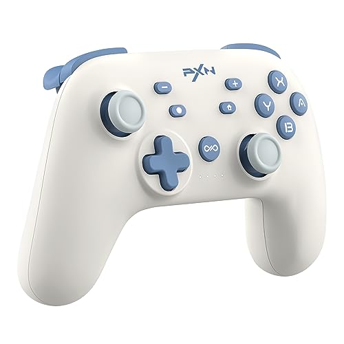 PXN P50H Wireless Switch Pro Controller, Dual Shock Gamepad Joystick Support NFC Turbo, Macro, Gyro Axis, Wake-Up, Hall Effect Joysticks, for Switch/Lite/OLED/iOS (16 versions only) / PC (White)