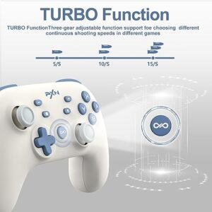 PXN P50H Wireless Switch Pro Controller, Dual Shock Gamepad Joystick Support NFC Turbo, Macro, Gyro Axis, Wake-Up, Hall Effect Joysticks, for Switch/Lite/OLED/iOS (16 versions only) / PC (White)