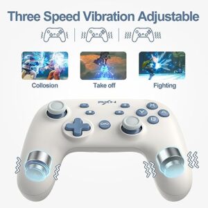 PXN P50H Wireless Switch Pro Controller, Dual Shock Gamepad Joystick Support NFC Turbo, Macro, Gyro Axis, Wake-Up, Hall Effect Joysticks, for Switch/Lite/OLED/iOS (16 versions only) / PC (White)