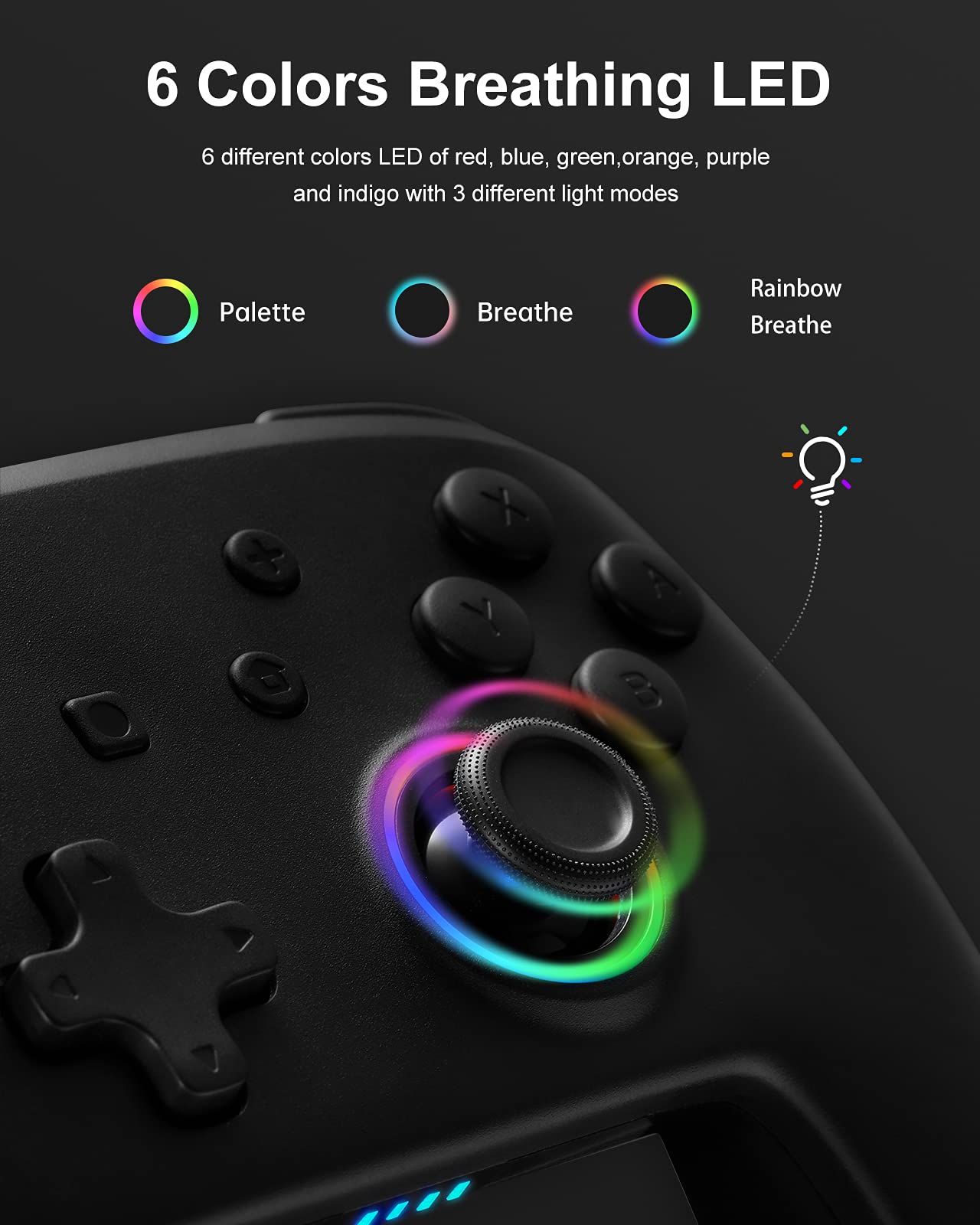 DOYOKY Switch Controller, Switch Controller Compatible with Switch/Switch Lite, Wireless Gamepad with 7 LED Colors/Motion Control/Dual Vibration/Turbo1…