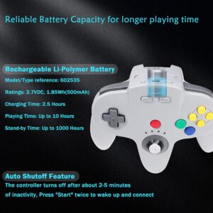 2.4 GHz Wireless N64 Switch Online Controller, USB Receiver & N64 Receiver, Compatible with Windows PC Laptop iOS Mac Raspberry Pi, N64 / Switch Online/NSO - (Plug and Play) (Rechargeable) Black