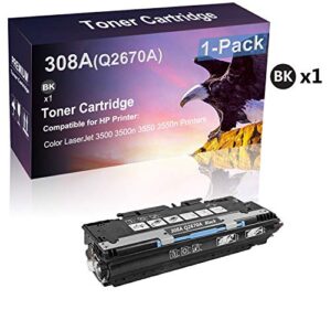 1 pack (black) compatible laser printer toner cartridge replacement for hp 308a | q2670a printer cartridge use for hp color laserjet 3500 3500n 3550 3550n printer
