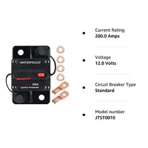 200 Amp Circuit Breaker,with Manual Reset,Waterproof, 12V-48V DC, 30-308A,for Car Marine Trolling Motors Boat ATV Manual Power Protect for Audio System Fuse (JTST0010)