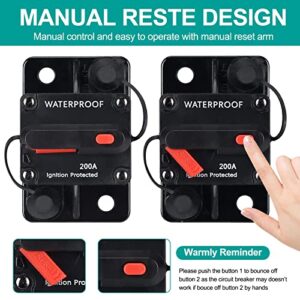 200 Amp Circuit Breaker,with Manual Reset,Waterproof, 12V-48V DC, 30-308A,for Car Marine Trolling Motors Boat ATV Manual Power Protect for Audio System Fuse (JTST0010)