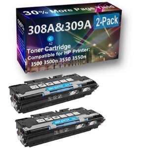 2-pack (cyan) compatible high capacity 308a (q2671a) toner cartridge use for hp 3500 3500n printer