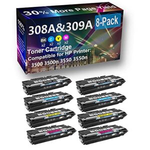 8-pack (2bk+2c+2y+2m) compatible high capacity 308a (q2670a q2671a q2672a q2673a) toner cartridge use for hp 3500 3500n printer