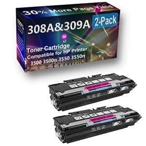 2-pack (magenta) compatible high yield 308a (q2673a) toner cartridge use for hp 3550n printer