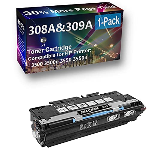 1-Pack (Black) Compatible High Capacity 308A (Q2670A) Toner Cartridge use for HP 3500 3500n Printer