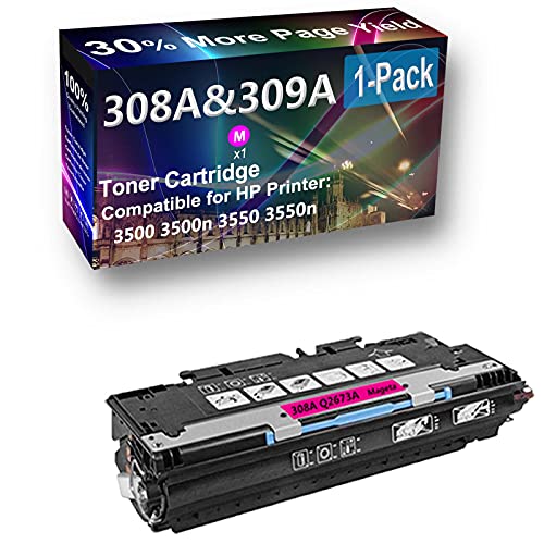 1-Pack (Magenta) Compatible High Capacity 308A (Q2673A) Toner Cartridge use for HP 3500 3500n Printer