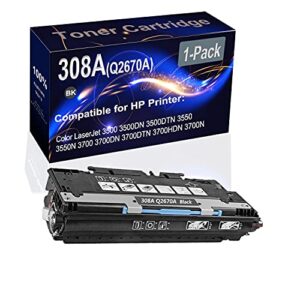 1-pack (black) compatible 3700dtn 3500dn 3500dtn 3550n 3700dn laser toner cartridge (high capacity) replacement for hp 308a (q2670a) printer toner cartridge