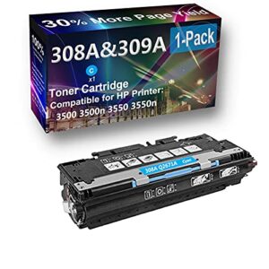 1-pack (cyan) compatible 3550 printer toner cartridge high capacity replacement for hp (q2671a) 308a toner cartridge