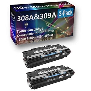 2-Pack (Black) Compatible 3550 Printer Toner Cartridge High Capacity Replacement for HP (Q2670A) 308A Toner Cartridge