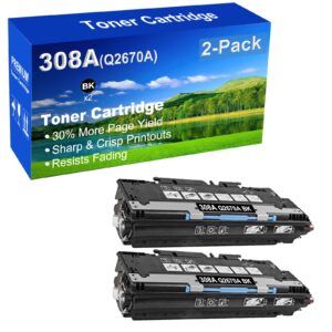 2-Pack (Black) Compatible High Capacity 308A 309A (Q2670A) Toner Cartridge use for HP 3500 3500n 3550 3550n Printer