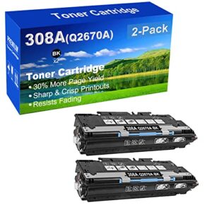 2-pack (black) compatible high capacity 308a (q2670a) toner cartridge use for hp 3700, 3700dn, 3700dtn, 3700n printer