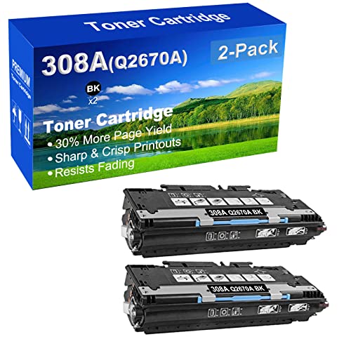 2-Pack (Black) Compatible High Capacity 308A (Q2670A) Toner Cartridge use for HP 3700, 3700DN, 3700DTN, 3700N Printer