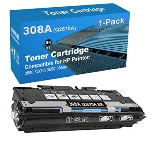 Jullu 1-Pack (Black) Compatible High Yield 308A (Q2670A) Laser Printer Toner Cartridge use for 3500 3500n 3550 3550n Printer