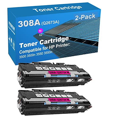 Jullu 2-Pack (Magenta) Compatible High Yield 308A (Q2673A) Laser Printer Toner Cartridge use for 3500 3500n 3550 3550n Printer