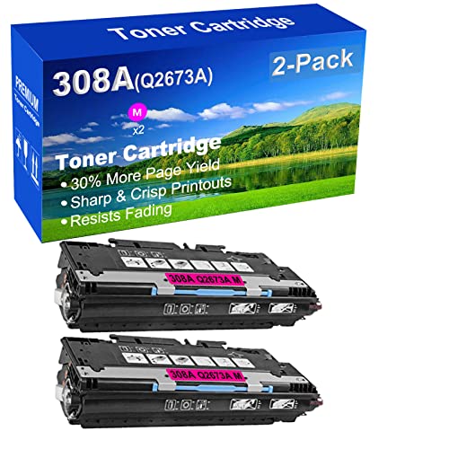 2-Pack (Magenta) Compatible High Yield 308A 309A (Q2673A) Laser Printer Toner Cartridge use for HP 3500 3500n 3550 3550n Printer