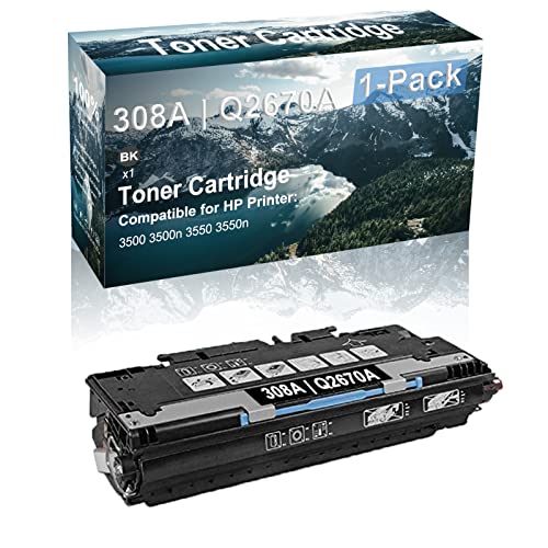 1-Pack (Black) Compatible 3500 3500n 3550 3550n Printer Toner Cartridge High Capacity Replacement for HP 308A | Q2670A Toner Cartridge