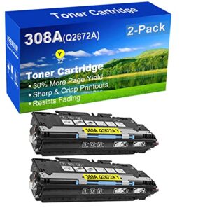 2-pack (yellow) compatible high yield 308a 309a (q2672a) laser printer toner cartridge use for hp 3500 3500n 3550 3550n printer