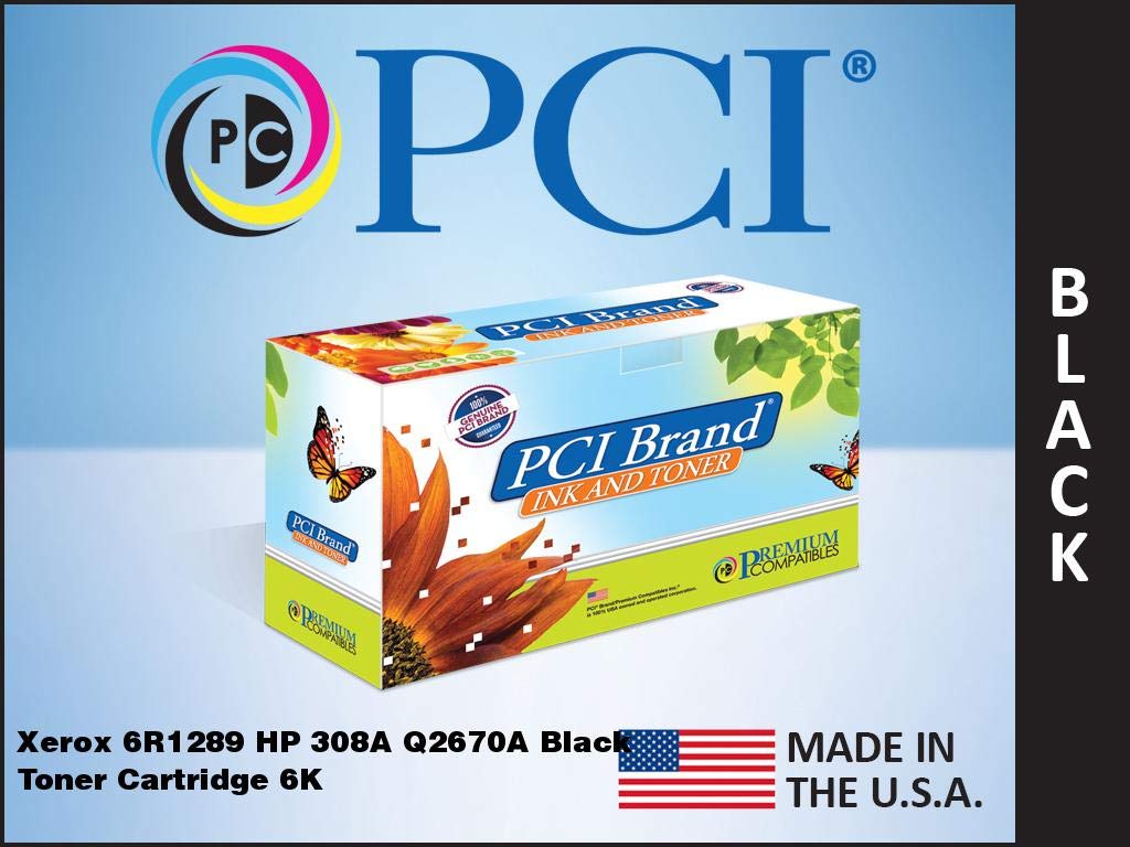 Premium PCI Brand Remanufactured Toner Cartridge Replacement for Xerox 6R1289 Replaces HP 308A Q2670A Black Toner Cartridge 6K Yield