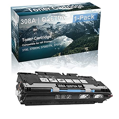 1-Pack (Black) Compatible 3700 3700DN 3700DTN 3700N Printer Toner Cartridge High Capacity Replacement for HP 308A | Q2670A Toner Cartridge