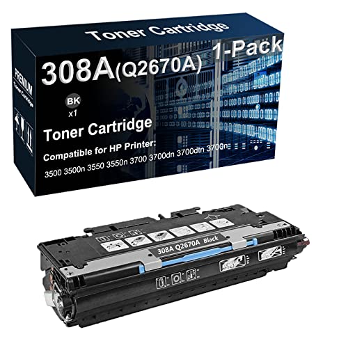 1-Pack Compatible 3500 3500n 3550 3550n 3700 3700dn 3700dtn 3700n Printer Toner Cartridge (Black) Replacement for HP 308A Q2670A Toner Cartridge (High Capacity)
