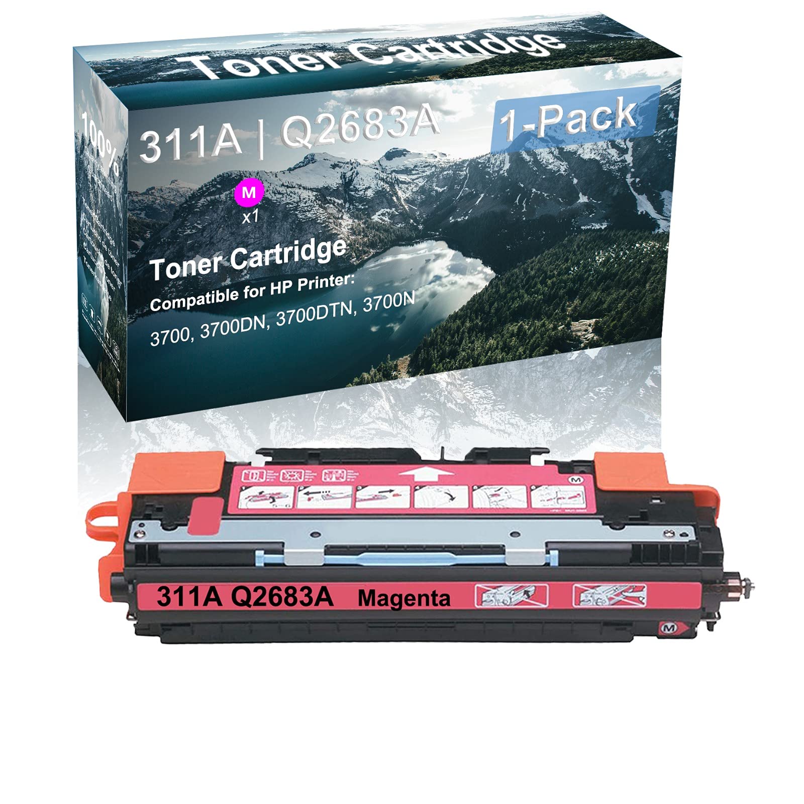 1-Pack (Magenta) Compatible High Yield 308A 311A | Q2683A Laser Printer Toner Cartridge use for HP 2500L 2500N Printer