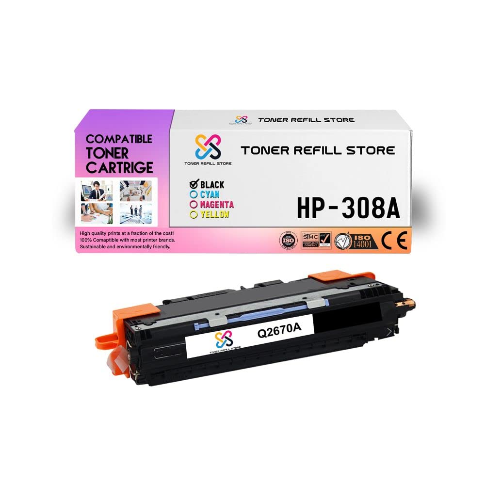 Toner Refill Store Compatible Toner Cartridge Replacement for HP 308A Q2670A Works with HP Color Laserjet 3500 3500n 3550 3550n 3700 3700dn 3700dtn 3700n Printers (Black, 1 Pack) - 6,000 Pages