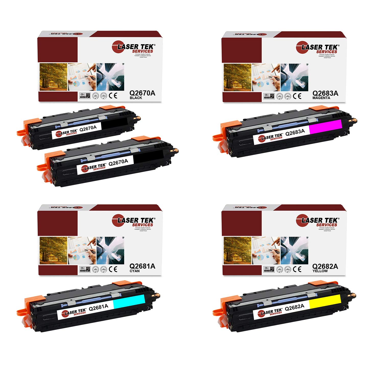 Laser Tek Services Compatible Toner Cartridge Replacement for HP 308A 311A Works with HP Color Laserjet 3500 3500n 3550 3550n Printers (Black, Cyan, Magenta, Yellow, 5 Pack)