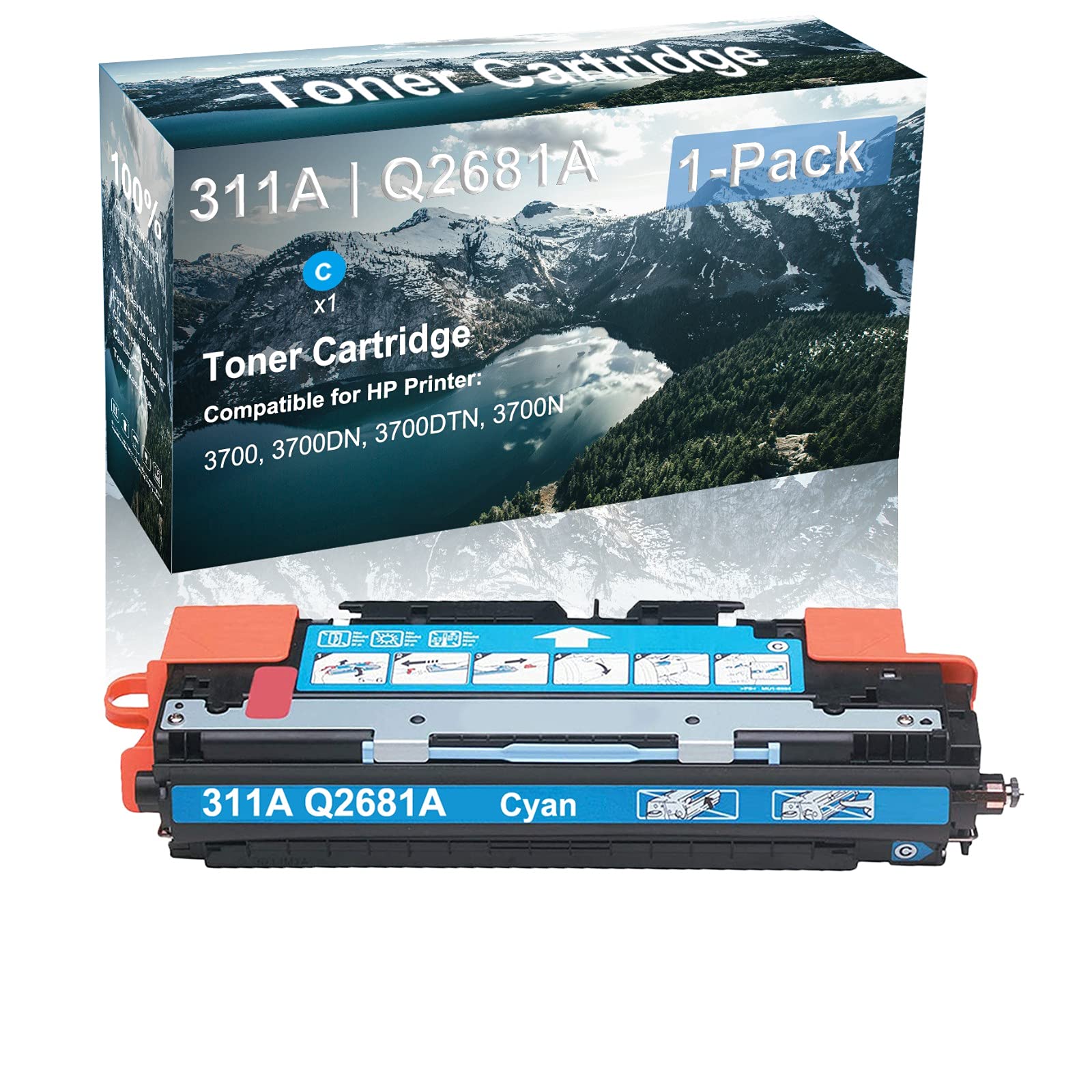 1-Pack (Cyan) Compatible High Yield 308A 311A | Q2681A Laser Printer Toner Cartridge use for HP 2500L 2500N Printer