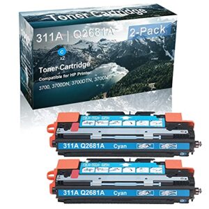 2-pack (cyan) compatible high capacity 308a 311a | q2681a toner cartridge use for hp 3700 3700dn 3700dtn 3700n printer