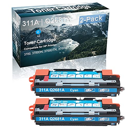 2-Pack (Cyan) Compatible High Capacity 308A 311A | Q2681A Toner Cartridge use for HP 3700 3700DN 3700DTN 3700N Printer