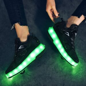 Ylllu New Upgraded - Kids Shoes Wheelies Shoes Roller Sneakers Color Changing LED Roller Shoes USB Rechargealbe Roller Skate Shoes with Wheel Light up Roller Shoes Gift for Girls Boys Children