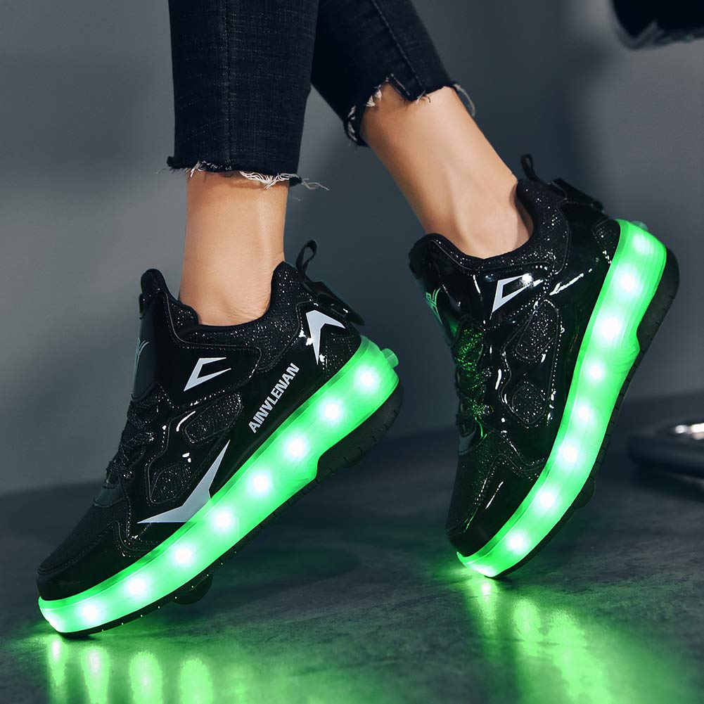 Ylllu New Upgraded - Kids Shoes Wheelies Shoes Roller Sneakers Color Changing LED Roller Shoes USB Rechargealbe Roller Skate Shoes with Wheel Light up Roller Shoes Gift for Girls Boys Children