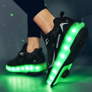 Ylllu New Upgraded - Kids Shoes Wheelies Shoes Roller Sneakers Color Changing LED Roller Shoes USB Rechargealbe Roller Skate Shoes with Wheel Light up Roller Shoes Gift for Girls Boys Children