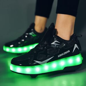 Ylllu New Upgraded - Kids Shoes Wheelies Shoes Roller Sneakers Color Changing LED Roller Shoes USB Rechargealbe Roller Skate Shoes with Wheel Light up Roller Shoes Gift for Girls Boys Children