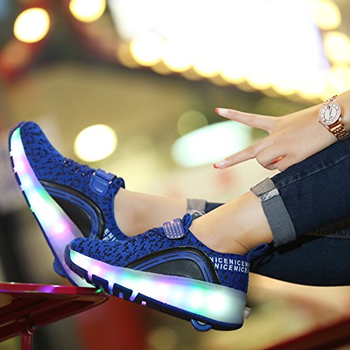 Nsasy Roller Shoes Girls Boys Wheels Sneakers Led Light up Sport shoes Roller Skates Best Gift