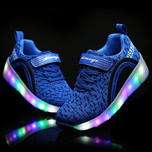 Nsasy Roller Shoes Girls Boys Wheels Sneakers Led Light up Sport shoes Roller Skates Best Gift