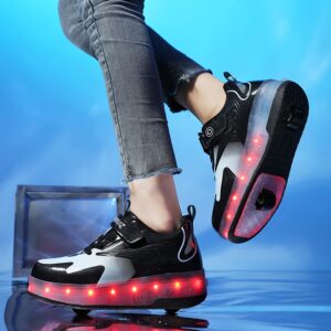 Ehauuo Roller Skates Shoes with USB Charging, Light Up Kid Wheels Shoes Rechargeable LED Flashing Roller Shoes Girls Boys Sneakers for Birthday Christmas Children Gift