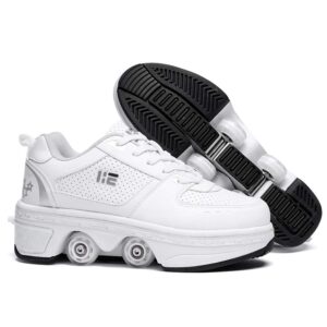 TAILORIA Four-Wheel Skate Shoes Children's Roller Shoes Detachable Roller Skates Unisex Kick-Roller Shoes Skating Cool Running Shoes