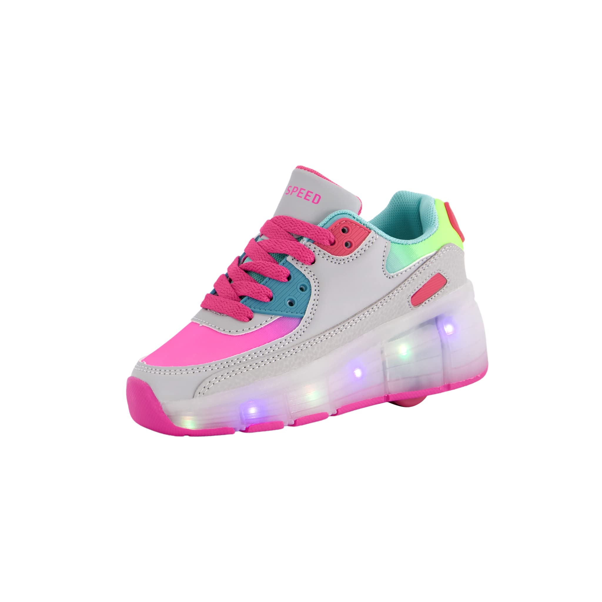 SDSPEED 7 Colors LED Rechargeable Kids Roller Skate Shoes with Single Wheel Shoes Sport Sneaker