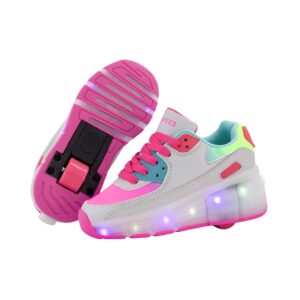 SDSPEED 7 Colors LED Rechargeable Kids Roller Skate Shoes with Single Wheel Shoes Sport Sneaker