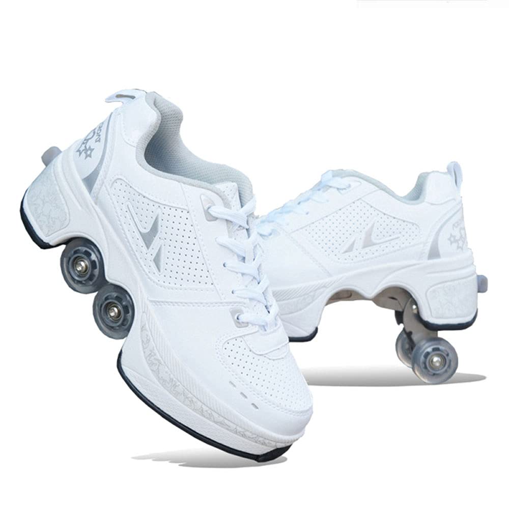 Roller Skates for Women,Shoes with Wheels for Girls,Kick Rollers Shoes Retractable for Boys, Adult Parkour Quad Roller Shoes,Inline Skates Children'sOutdoor Skates,A-7.5