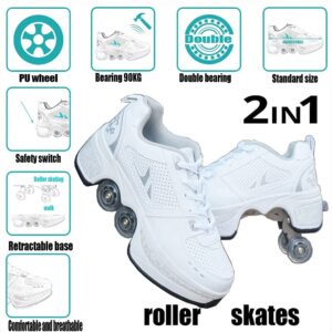 Roller Skates for Women,Shoes with Wheels for Girls,Kick Rollers Shoes Retractable for Boys, Adult Parkour Quad Roller Shoes,Inline Skates Children'sOutdoor Skates,A-7.5